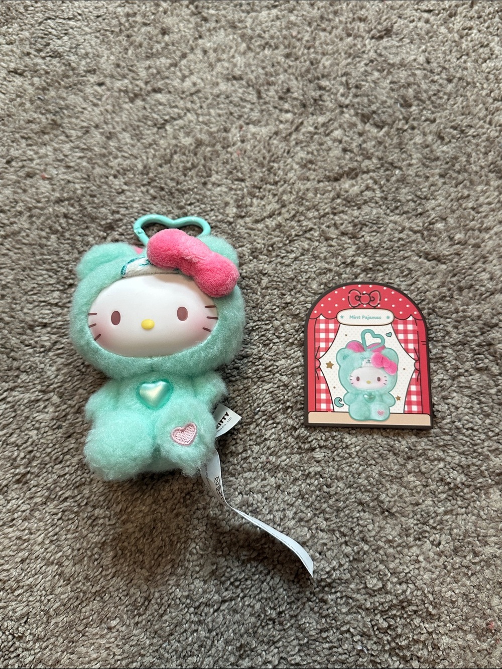 Hello Kitty Teddy Pajamas Plush Pendant Keychain - Mint Pajamas